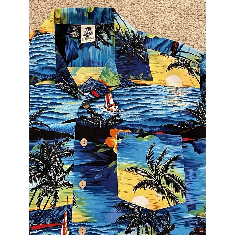 Vintage Kennington Ltd Shirt Mens Sz XL BlueHawaiian Aloha Beach Print Button Up - Picture 4 of 6